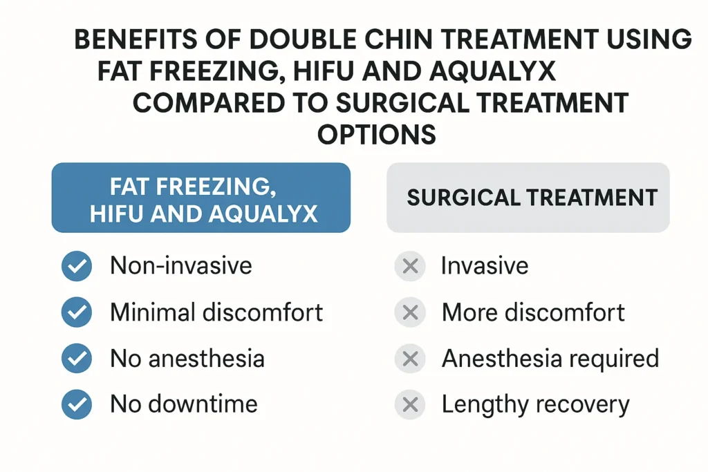 Graphic about the benefits of double chin treatment Shepperton - from LA LIPO